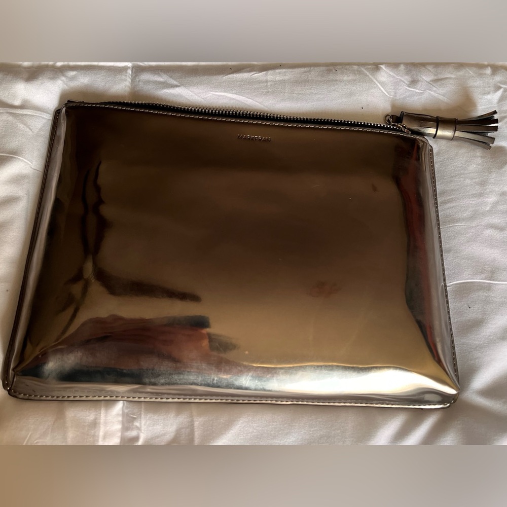 MARKFRAN Chrome And black Clutch Purse